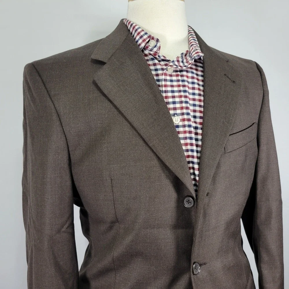 Murano Men's Sport Coat Blazer Three Button Brown Wool Made in Italy Size‎ 39R